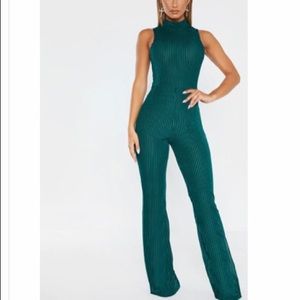 Emerald green high neck jumpsuit